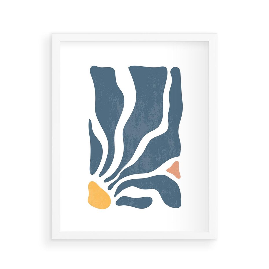 Plakat w ramie 40x50 - Szkice Kwiatowych Promieni - nowoczesna kwiatowa grafika, styl retro - rama biała