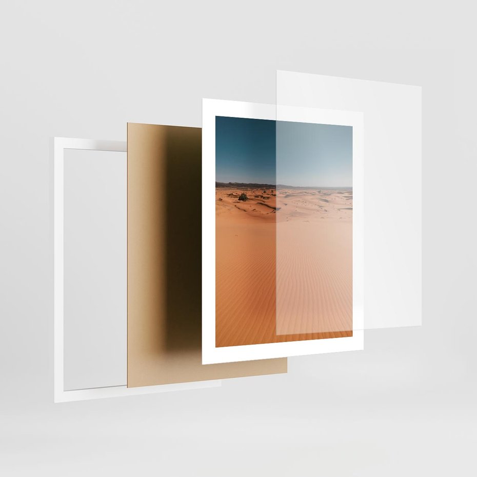 Plakat w ramie 40x50 - Piasek w Przytulnym Wnętrzu - pustynia, piasek - rama biała