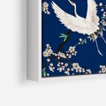 Obraz w ramie 70x50 - Japońskie Żurawie Indygo - sztuka japońska, japonia - rama biała