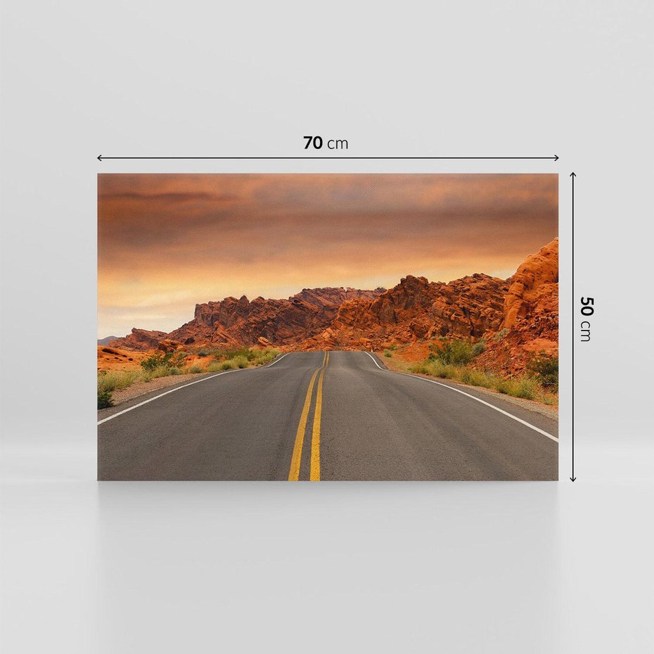 Obraz na płótnie 70x50 - Górska droga między skałami - droga, góry