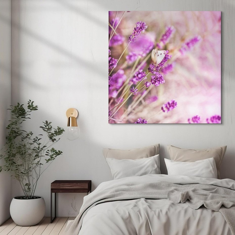 Obraz na płótnie 40x40 - Majestat lawendy: fioletowe pola - lawenda, fiolet