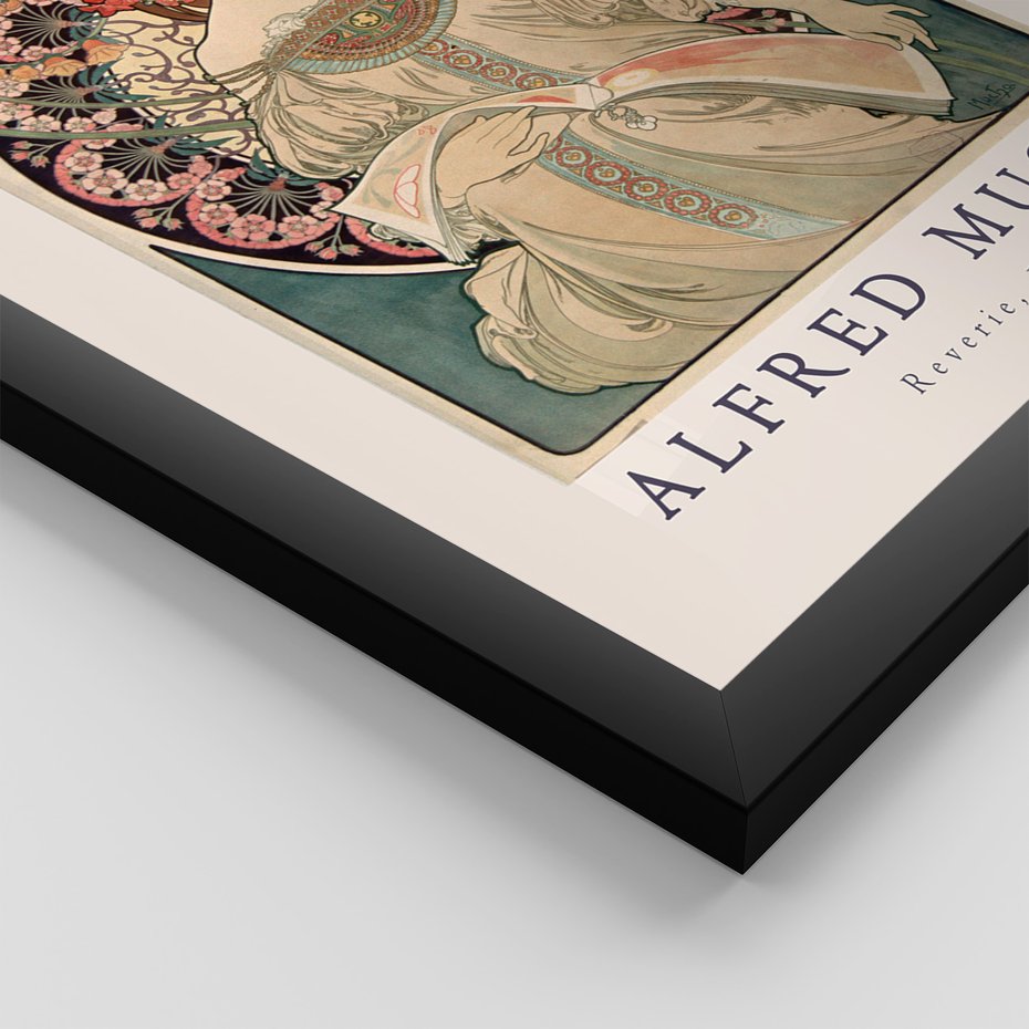 Zestaw obrazy w ramie 50x70 galeria - Mucha, secesja, plakat, kobieta - rama czarna