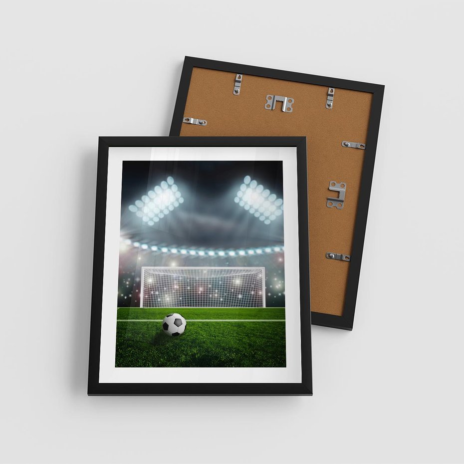 Plakat w ramie 40x50 - Strzał do bramki - piłka, nożna - rama czarna