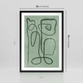 Plakat w ramie 50x70 - Zielone Wariacje w Liniach - abstrakcyjne zielone linie, skandynawski design - rama czarna