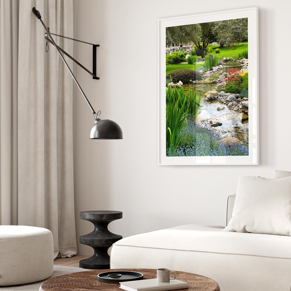 Plakat bez ramy 21x30 - Ogródowy Strumyk - strumyk, ogród