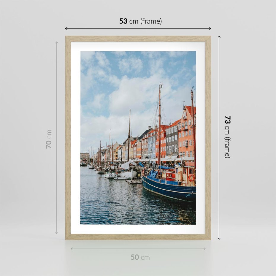 Plakat w ramie 50x70 - Wibracje Miejskiego Klimatu - Dania, Kopehaga - rama drewno