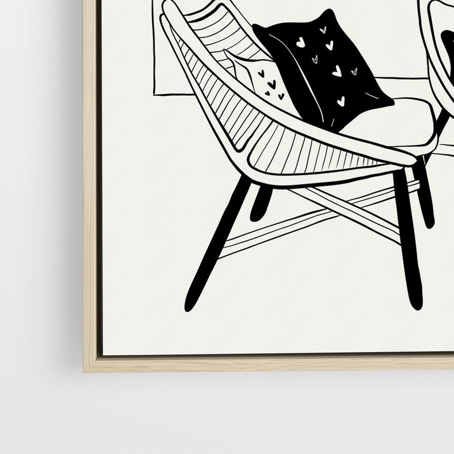 Obraz w ramie 80x80 - Boho Elegancja - boho wnętrze, salon - rama drewno