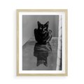 Plakat w ramie 50x70 - Kocie Oczy - kot, czarno białe zdjęcie - rama drewno