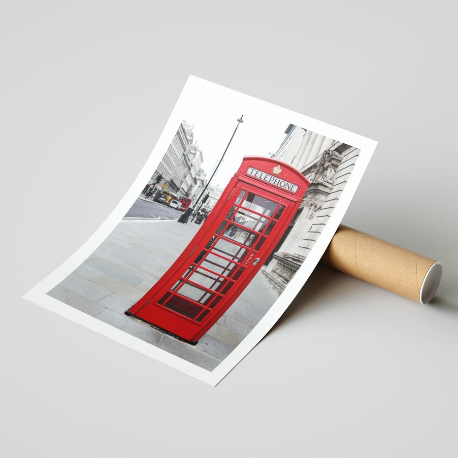 Plakat bez ramy 30x40 - Londyńska budka w perspektywie - budka, Londyn