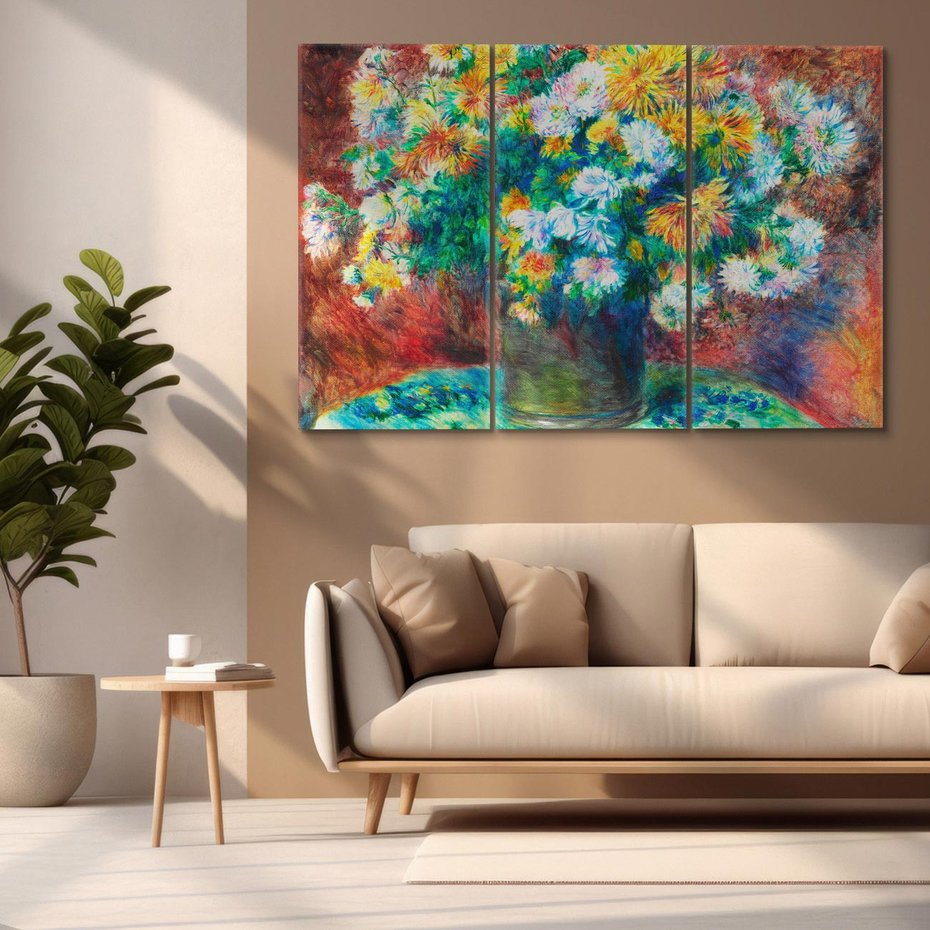 Obraz na płótnie 120x80 - Chryzantemy (1881–1882), Pierre-Auguste Renoir - Reprodukcja - reprodukcja, obraz na płótnie