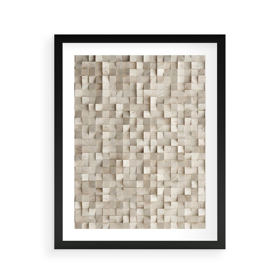 Plakat w ramie 40x50 - Geometryczne 3D: Abstrakcyjna Harmonia - geometryczne, 3D - rama czarna