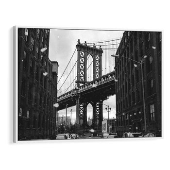 Obraz w ramie 100x70 - Ikona Miasta - Nowy Jork, most - rama biała