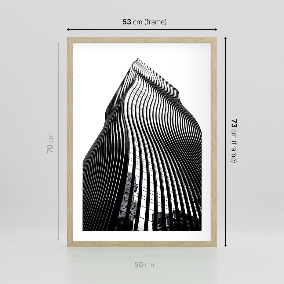 Plakat w ramie 50x70 - Falowany Wieżowiec na Fotografii - architektura, falowany wieżowiec - rama drewno