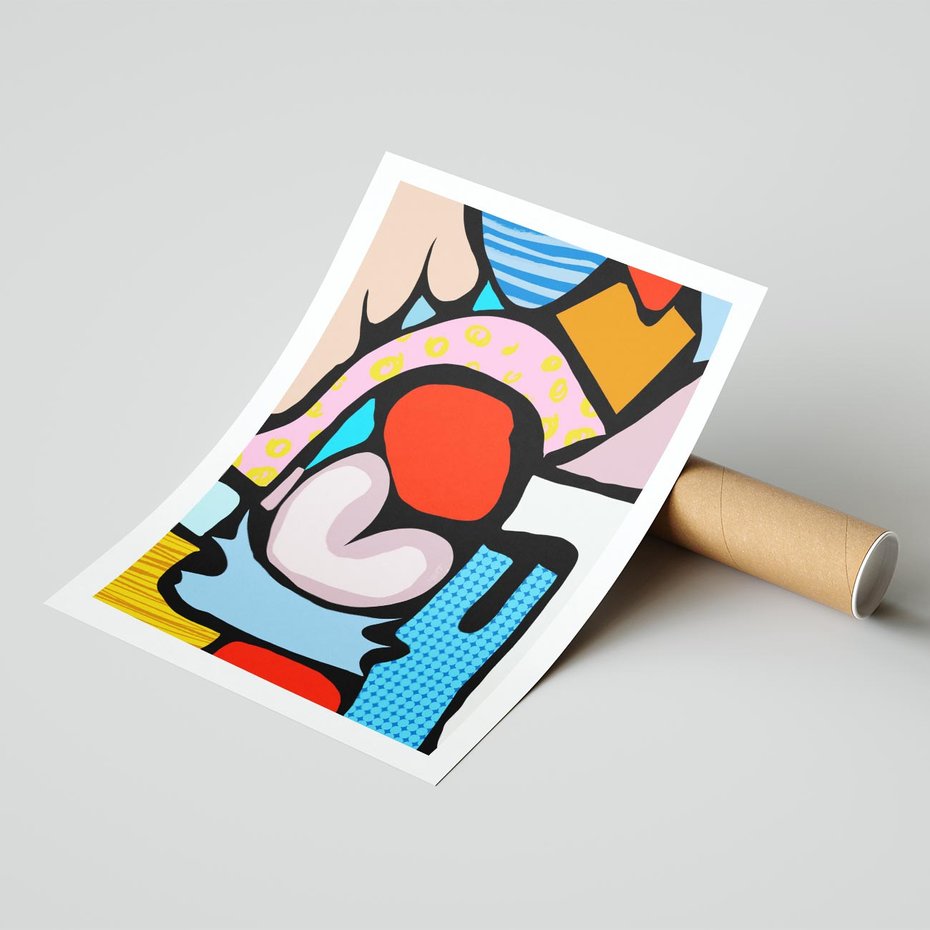 Plakat bez ramy 21x30 - Czarny Komiks - abstrakcyjne formy, komiksowy styl