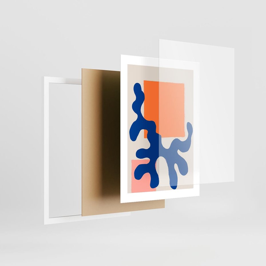 Plakat w ramie 30x40 - Bezczasowe Pastelowe Plamy - abstrakcja, nowoczesny plakat - rama biała