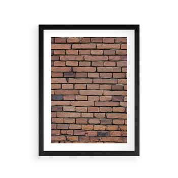 Plakat w ramie 40x50 - Mur cegieł: industrialny urok - cegły, mur - rama czarna