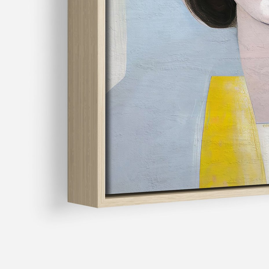 Obraz w ramie 70x100 - Kolorowe Granice Form - abstrakcyjny obraz olejny, portret twarzy kobiety - rama drewno