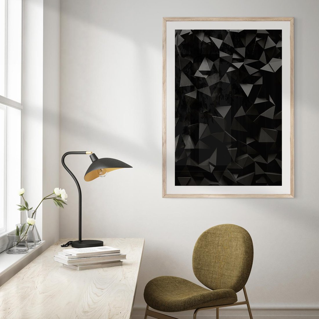 Plakat w ramie 50x70 - Geometryczna nowoczesność - geometryczne, nowoczesne - rama drewno
