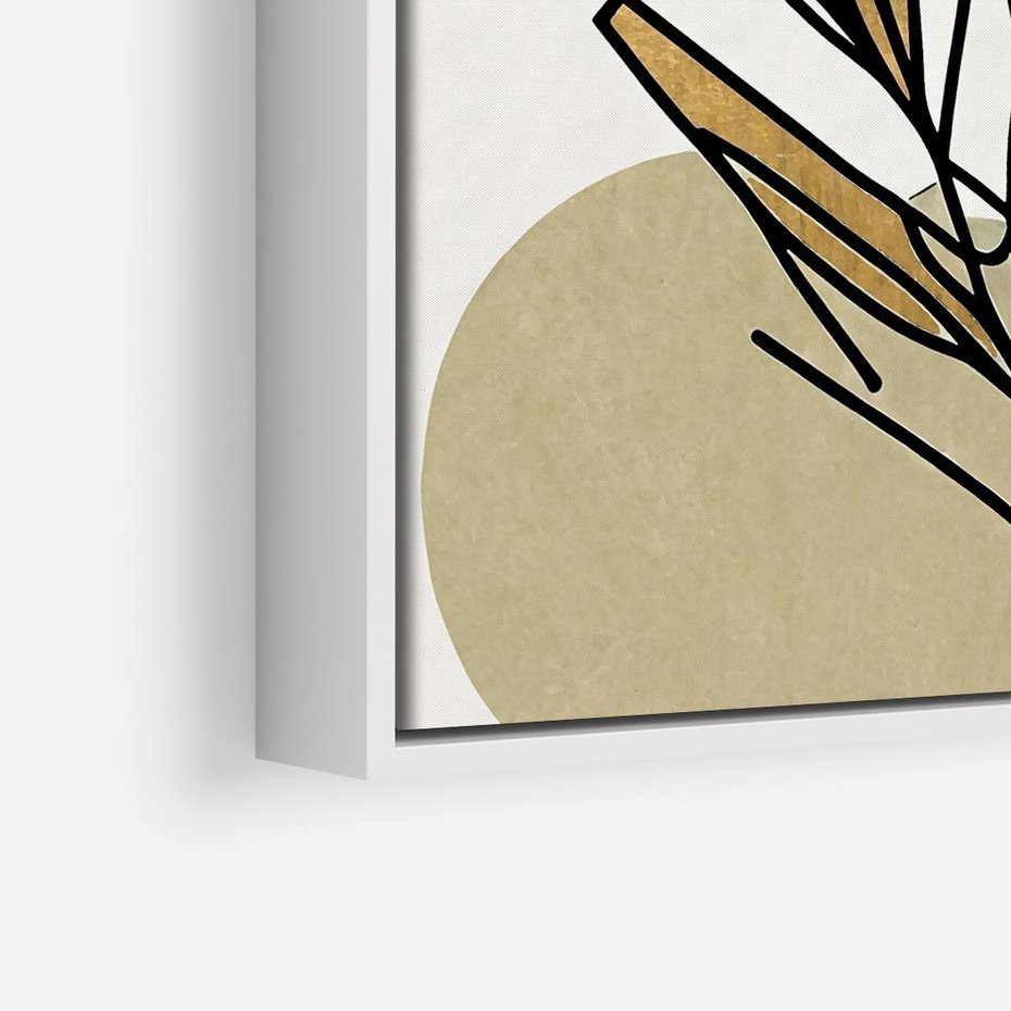 Obraz w ramie 80x80 - Migocące Ścieżki Wizji - abstrakcyjny obraz boho, liście - rama biała