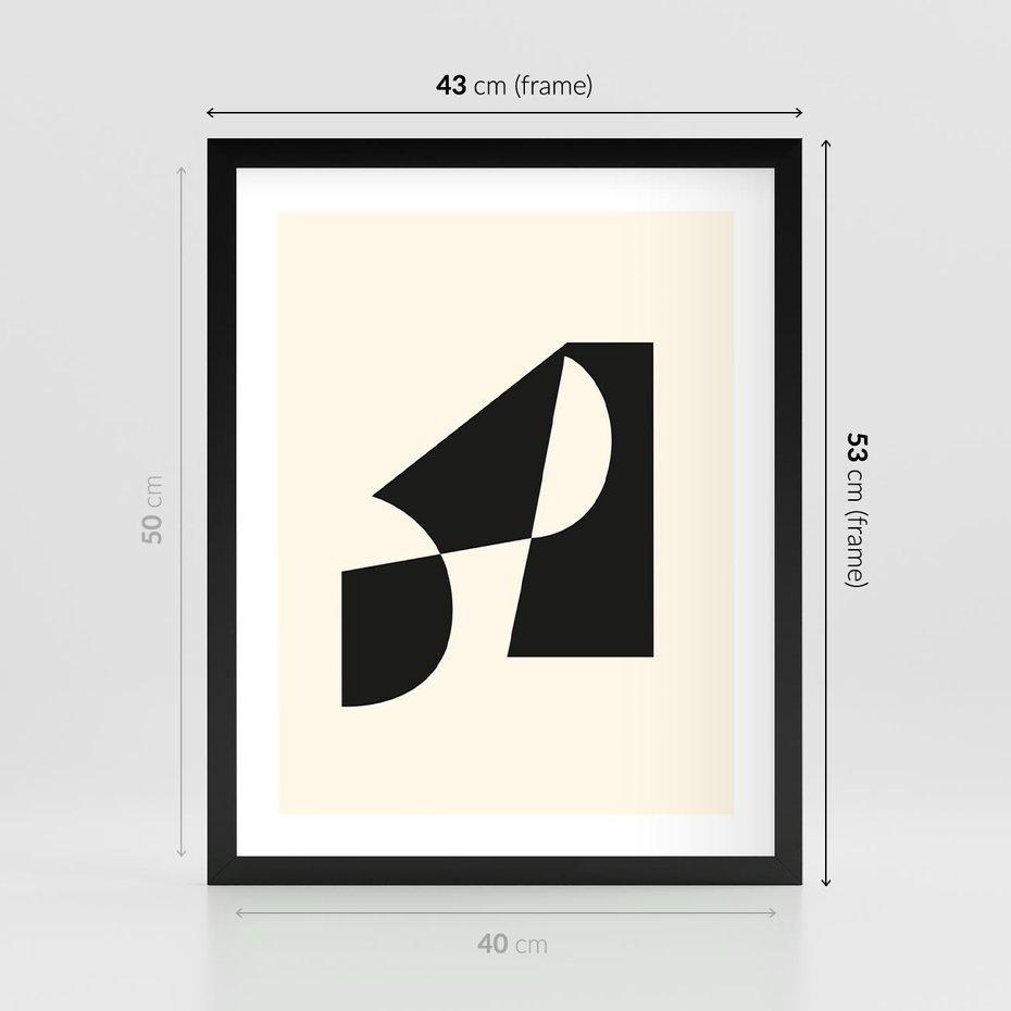 Plakat w ramie 40x50 - Rozświetlony Cień - abstrakcyjna sztuka, geometria - rama czarna