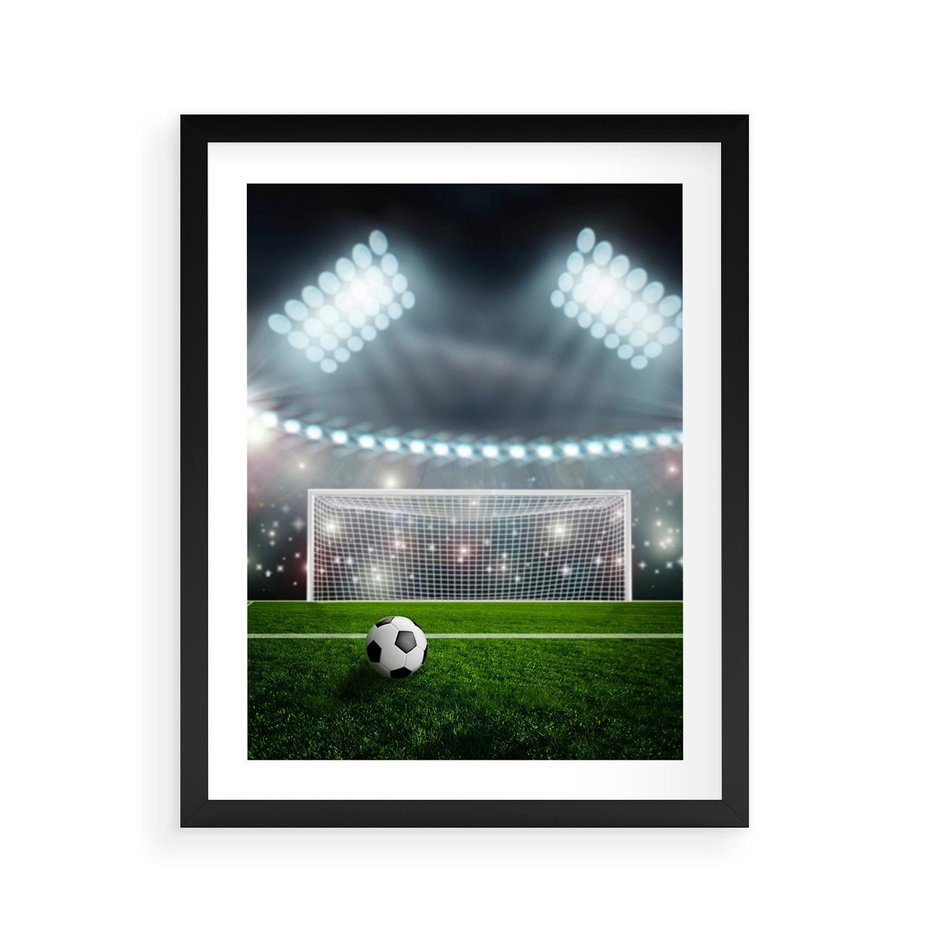 Plakat w ramie 40x50 - Strzał do bramki - piłka, nożna - rama czarna