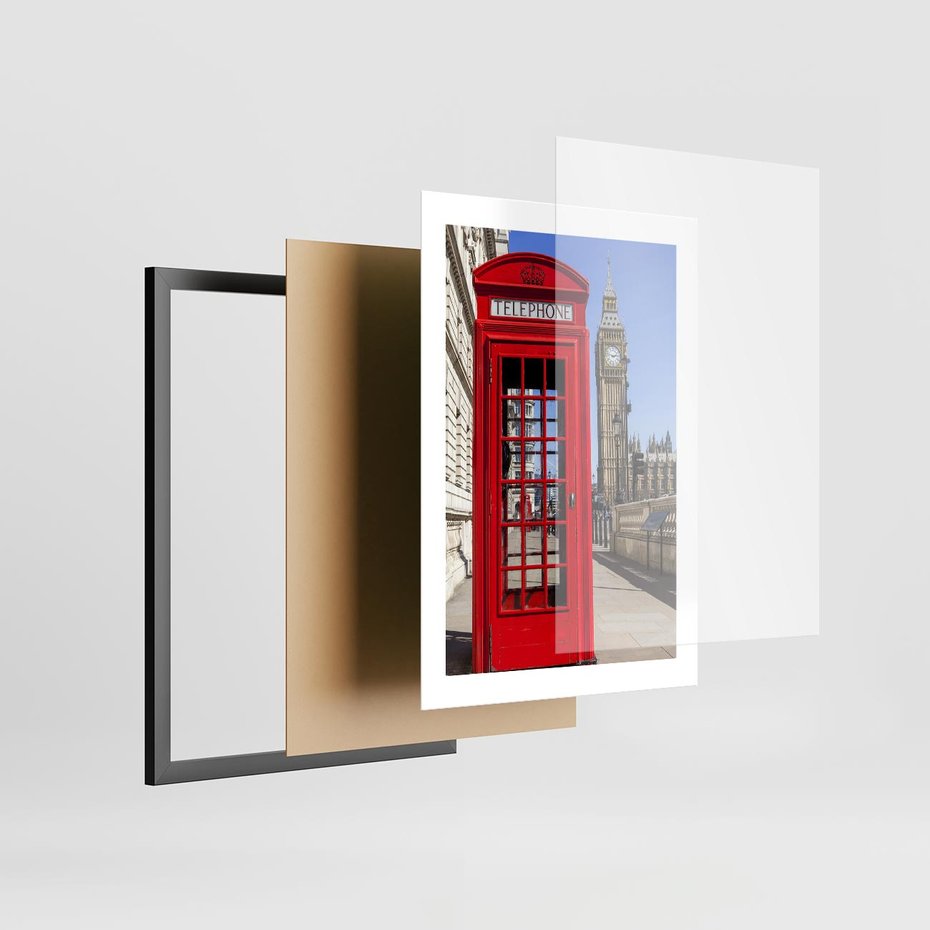 Plakat w ramie 30x40 - Ikoniczna budka telefoniczna w Londynie - budka, telefoniczna - rama czarna
