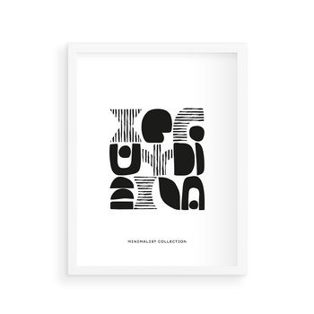 Plakat w ramie 50x70 - Taniec Dziwacznych Kresek - minimalistyczny plakat, czarno biały - rama biała