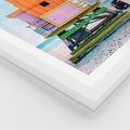 Plakat w ramie 40x50 - Plaża Miami w Słoneczny Dzień - domek ratownika, kolorowy - rama biała