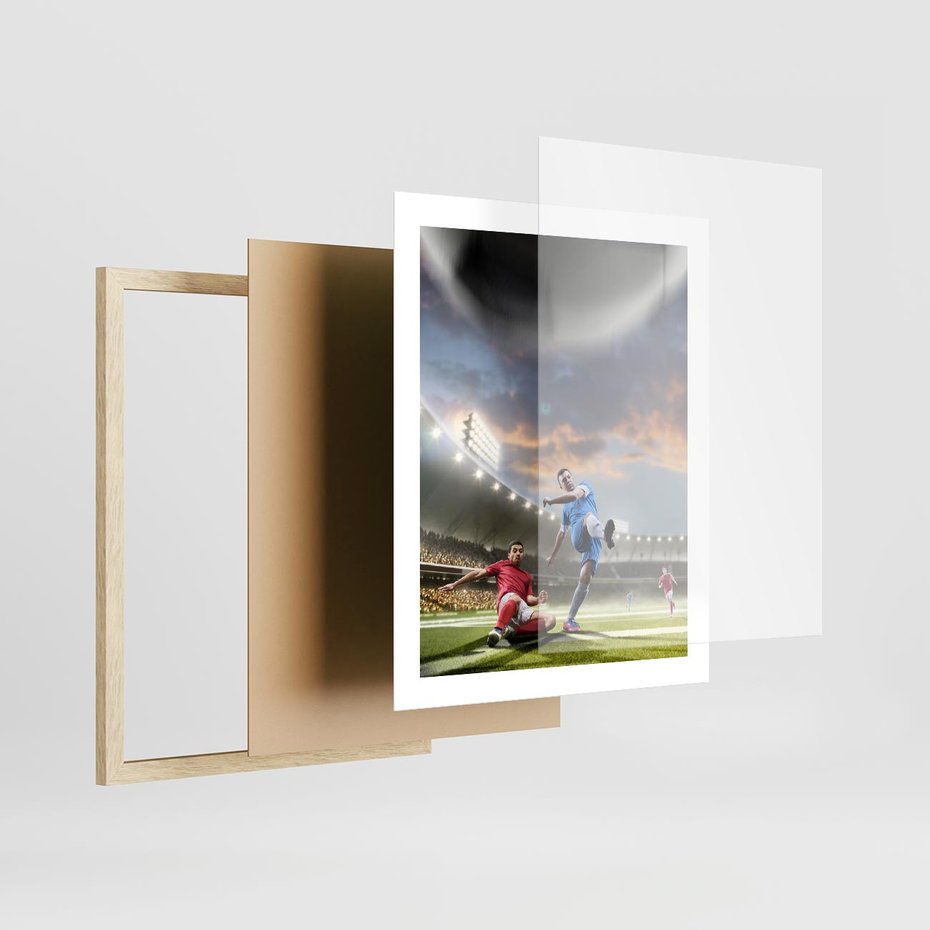 Plakat w ramie 40x50 - Ekscytacja Sportowego Świata - gol, mecz - rama drewno