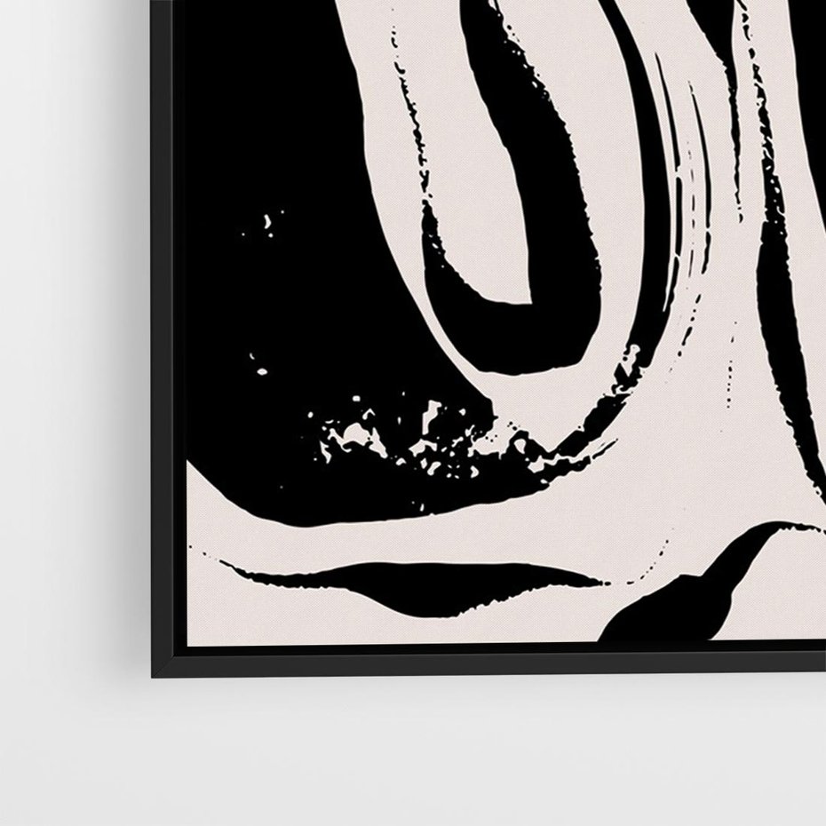 Obraz w ramie 100x70 - Wibracje w ciemnościach duszy - czarno biała abstrakcja, nieregularne rozmyte linie - rama czarna