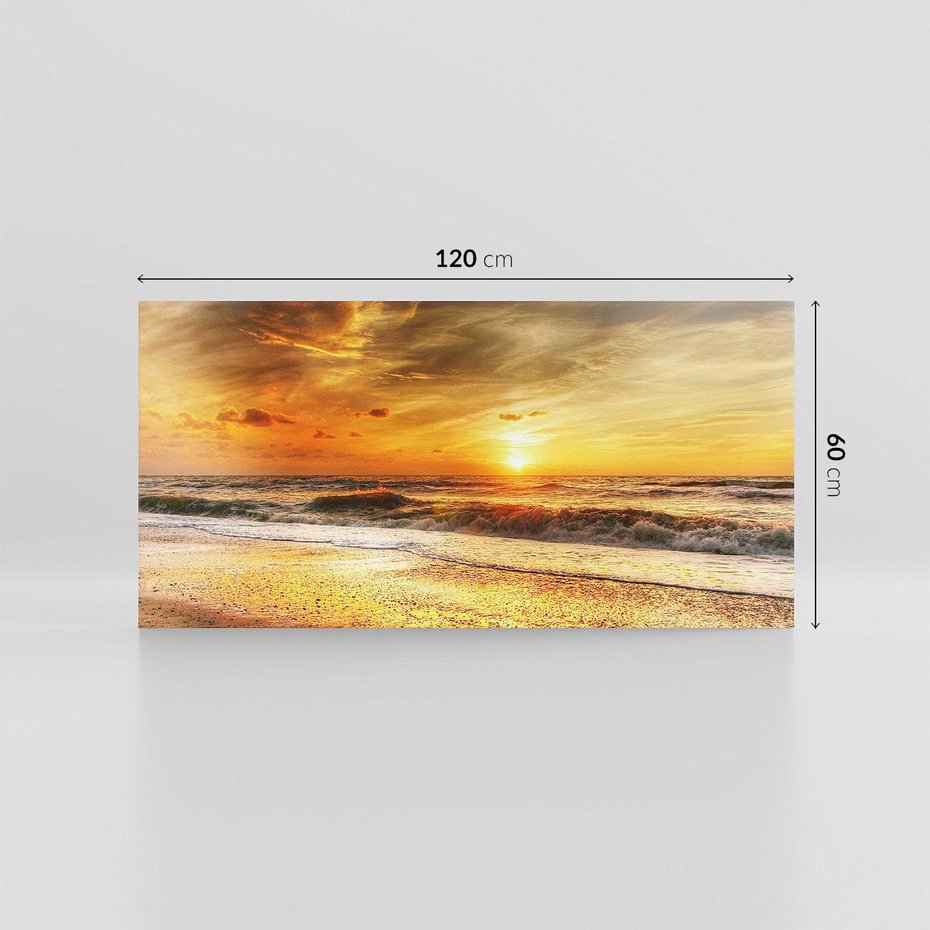 Obraz na płótnie 120x60 - Plaża Morza i Fale Zachodu Słońca - plaża, morze