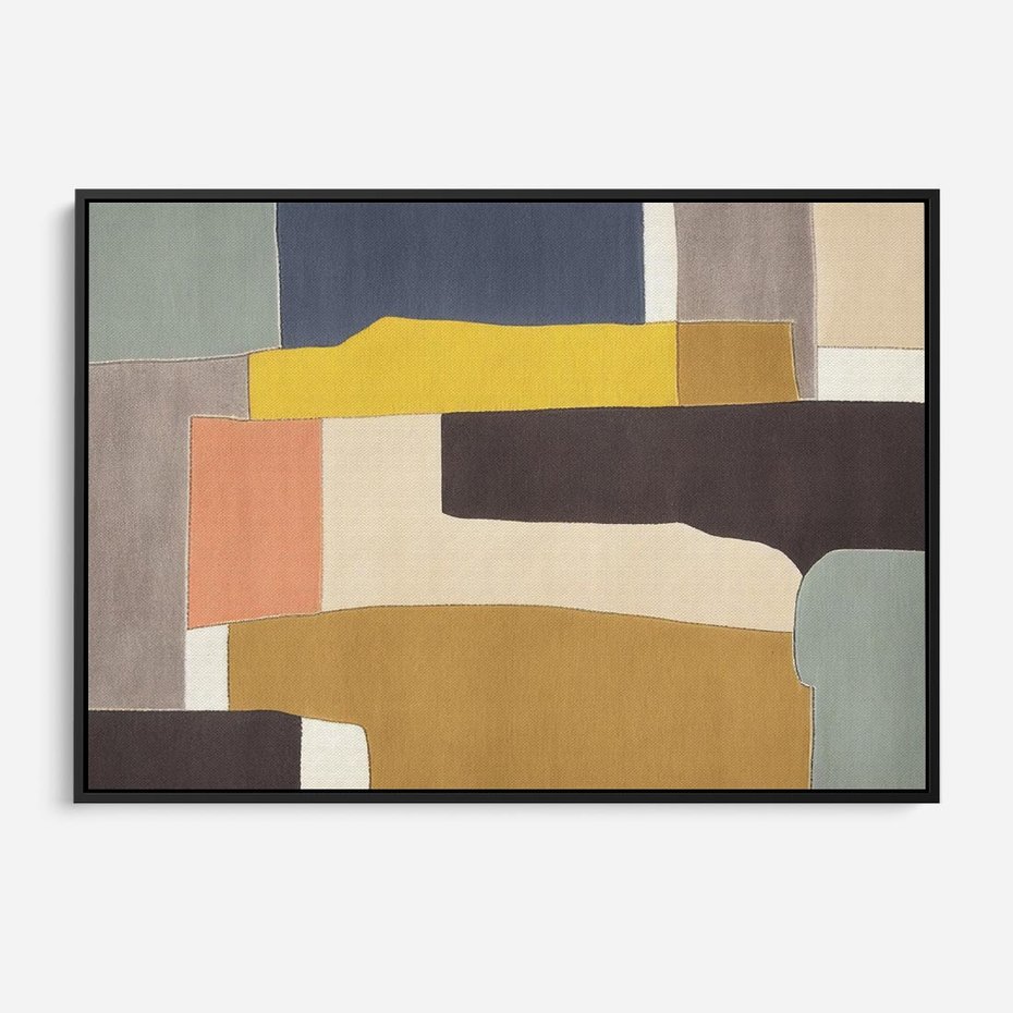 Obraz w ramie 70x50 - Pasy Abstrakcji - kolorowe pasy, plamy koloru - rama czarna