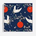 Obraz w ramie 80x80 - Japońskie Żurawie Indygo - sztuka japońska, japonia - rama biała