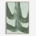 Obraz w ramie 80x120 - Nurtująca Kompozycja Zieleni - abstrakcyjne delikatne zielone linie, podobne do gałęzi kwiatów - rama drewno