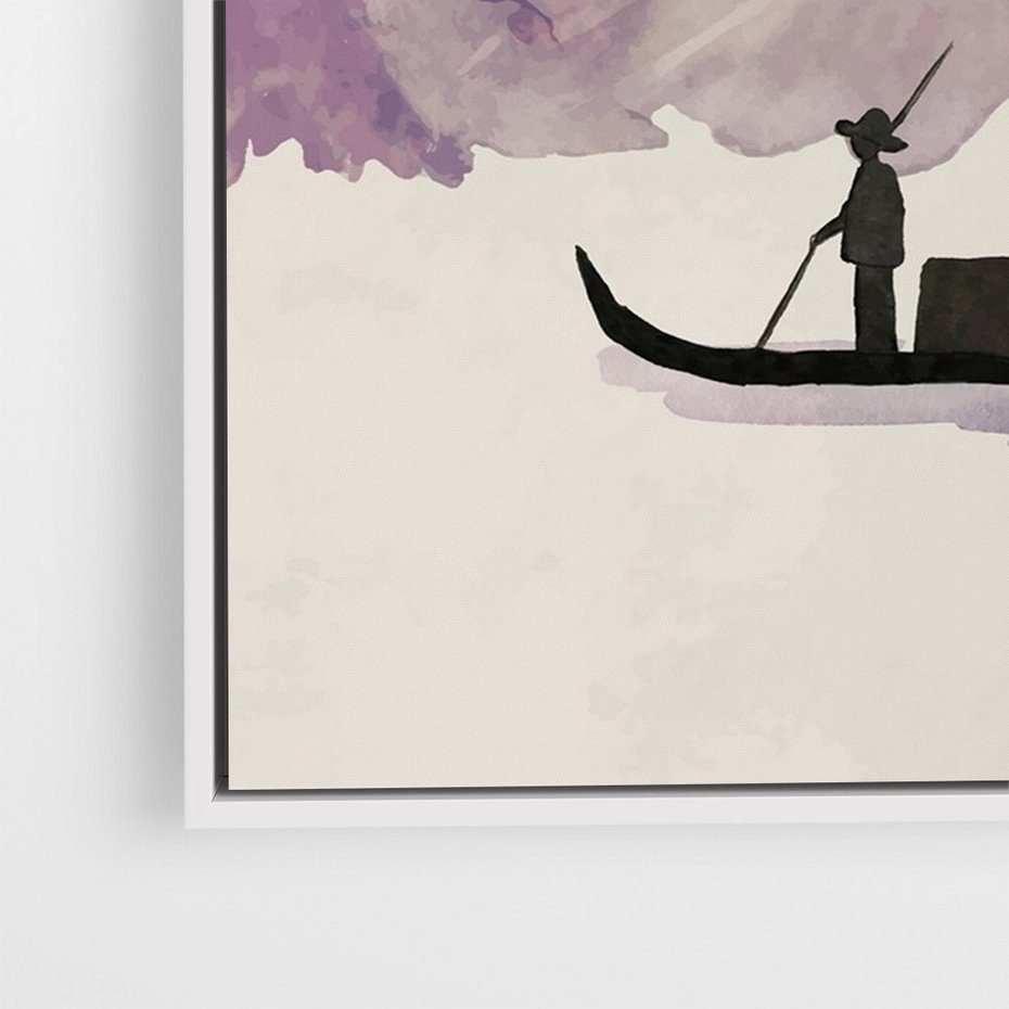 Obraz w ramie 50x70 - Odbicie Słońca - japońska sztuka, akwarela - rama biała