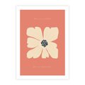 Plakat bez ramy 40x50 - Malowane Kolorowe Echa - minimalistyczna grafika, biały kwiat na różowym tle