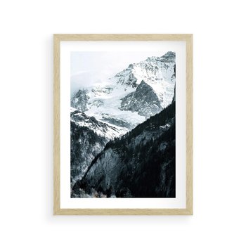 Plakat w ramie 30x40 - Góry w Zimowym Uścisku - góry, ośnieżone szczyty - rama drewno