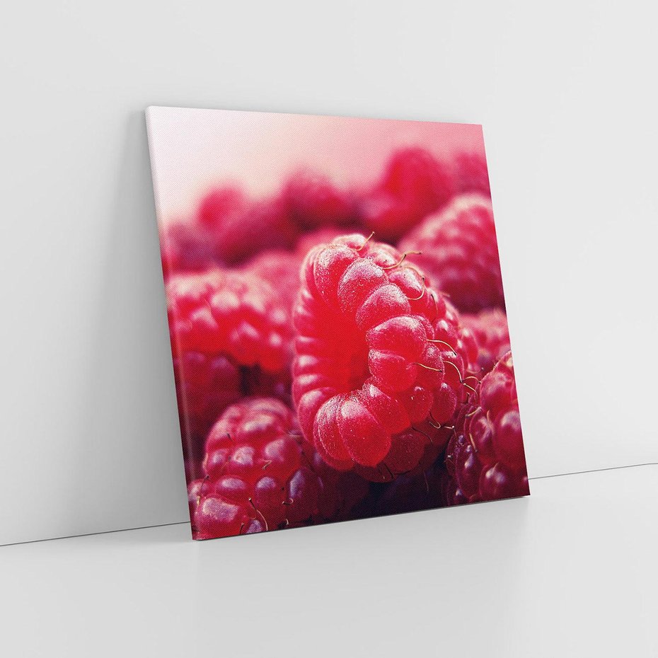 Obraz na płótnie 50x50 - Maliny Soczysta Eksplozja - maliny, owoce