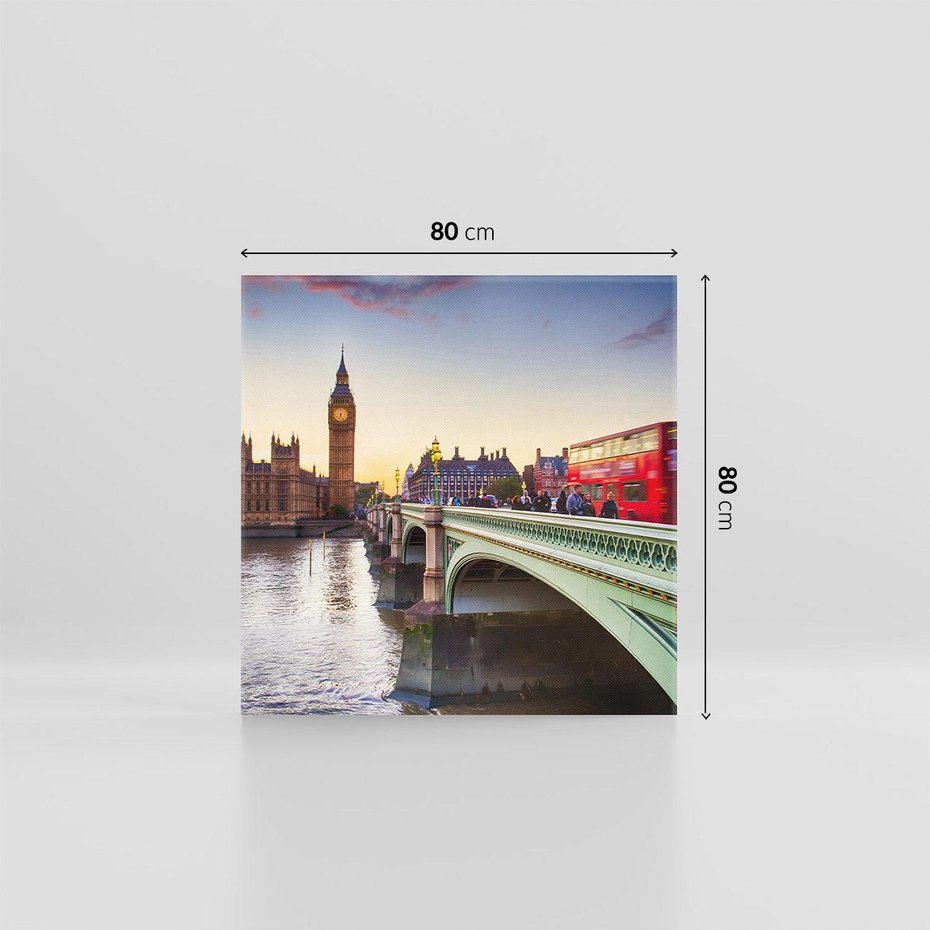 Obraz na płótnie 80x80 - London Calling: Autobus i Big Ben - Londyn, autobus