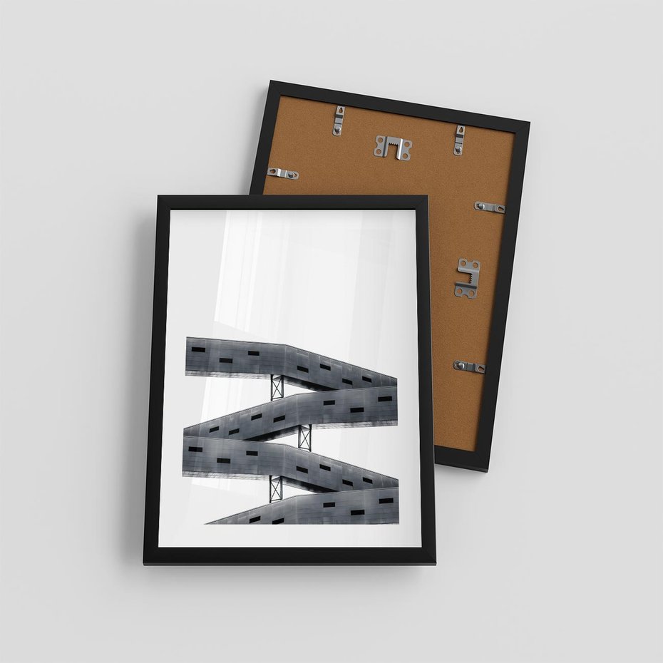 Plakat w ramie 30x40 - Monochromatyczna Sztuka Nowoczesnych Budynków - architektura, nowoczesne formy - rama czarna