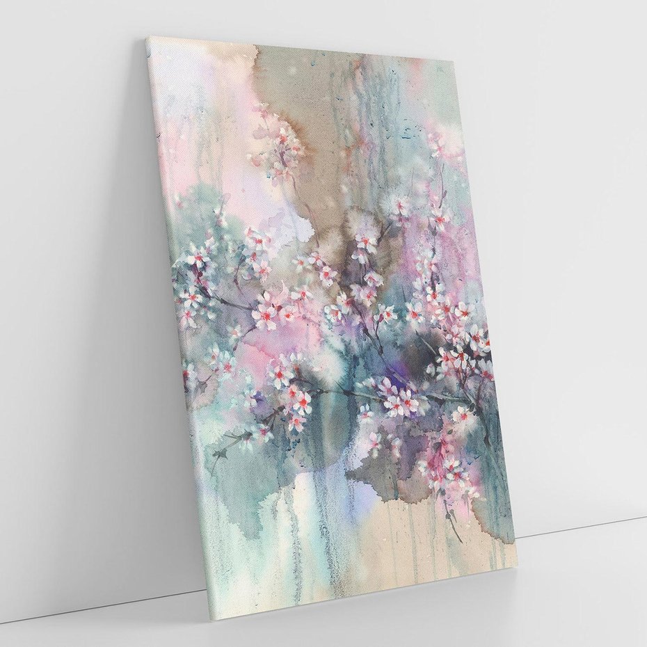 Obraz na płótnie 80x120 - Efemeryczne Kwitnienie Drzew - akwarela, rozmyte pastelowe tłó