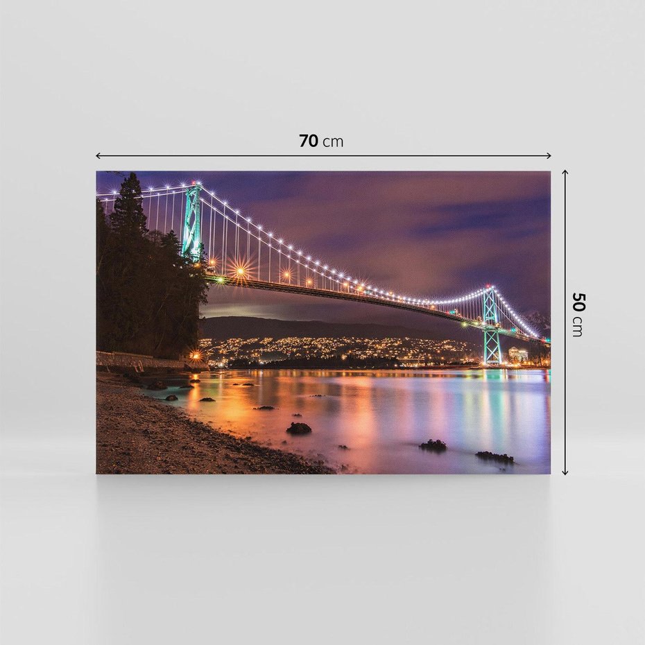 Obraz na płótnie 70x50 - Most nocą w Kanadzie - Kanada, most
