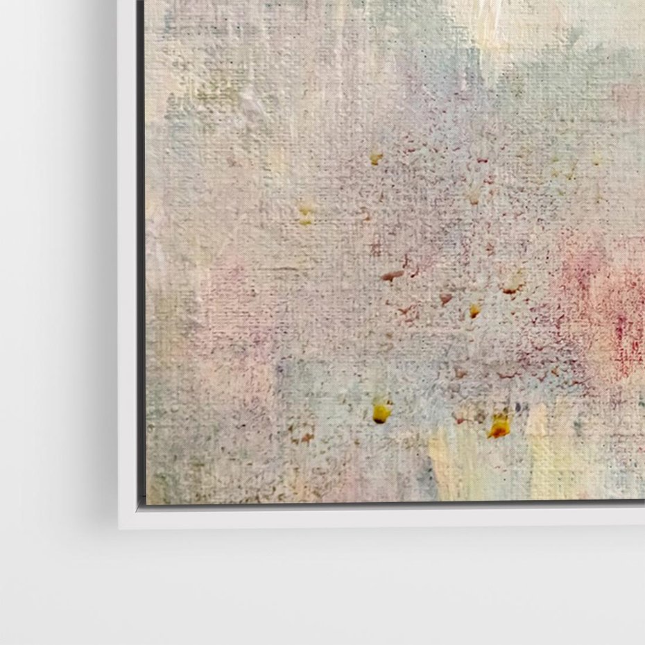 Obraz w ramie 70x50 - Miękka Melodia Pasteli - olejne płótno, pastelowe kolory - rama biała