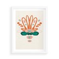Plakat w ramie 50x70 - Harmonia Nienormalności - akwarelowe abstrakcyjne kształty, zieleń i pomarańcz - rama biała
