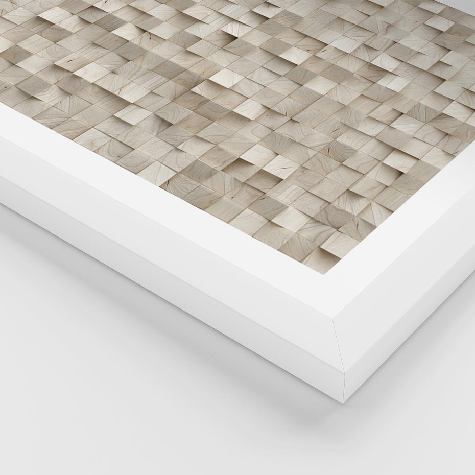 Plakat w ramie 30x40 - Geometryczne 3D: Abstrakcyjna Harmonia - geometryczne, 3D - rama biała