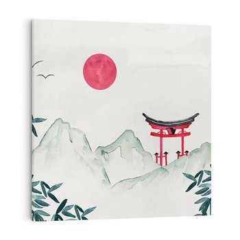 Obraz na płótnie 40x40 - Słońce nad Górami - japoński krajobraz, góry