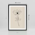 Plakat w ramie 50x70 - Przenikający Dialog - szkic kwiatu, mnimalistyczny szkic - rama czarna