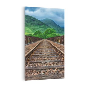 Obraz na płótnie 50x70 - Most Kolejowy - Tropy Podróży w Nocnej Ciszy - most, kolej