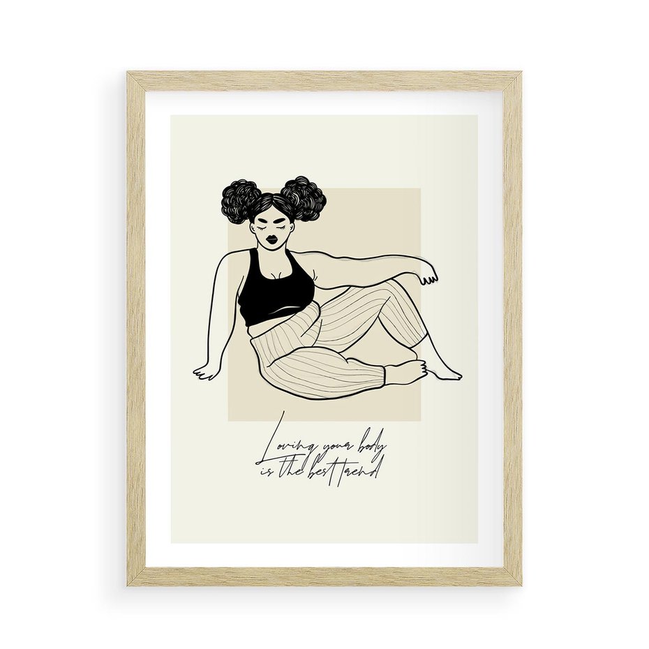 Plakat w ramie 50x70 - Kobieca Moc - nowoczesna sztuka kobieca, plakat - rama drewno