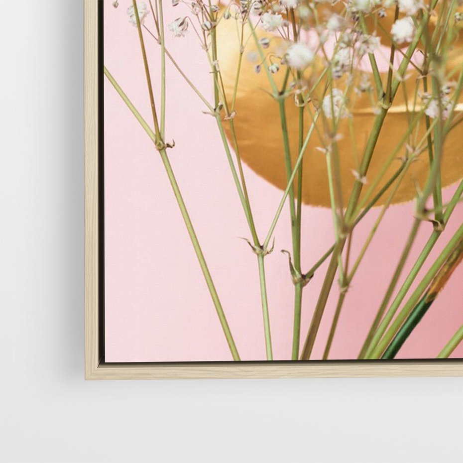 Obraz w ramie 100x70 - Blask Natury - złote, liście - rama drewno